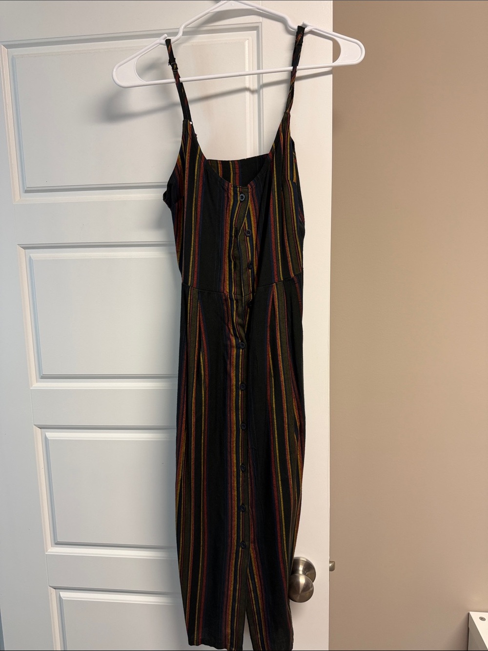 RVCA Black Striped Button-Front Midi Dress